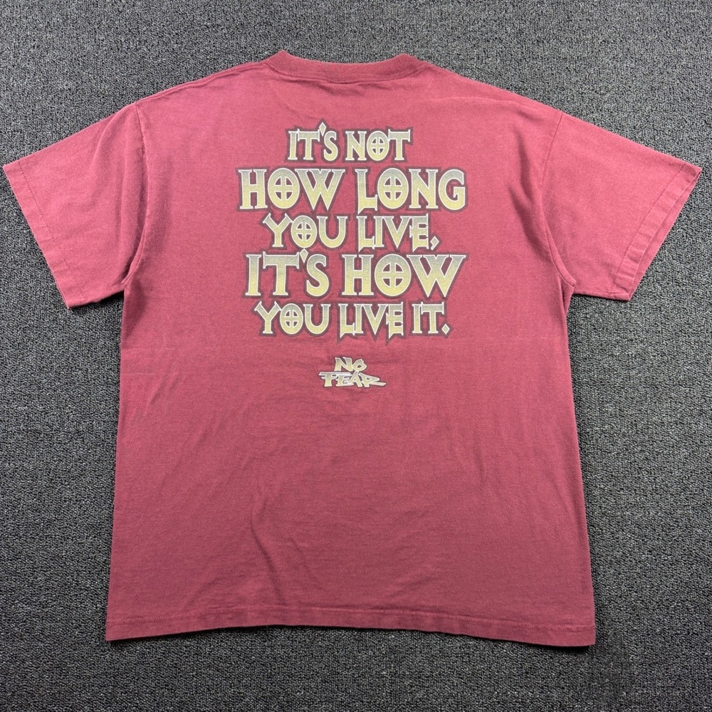 Vintage No Fear T Shirt Mens XL Maroon Red Graphic Made in USA Single Stitch